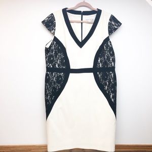Paper Dolls Cream/Black Lace Sheath Bodycon Dress